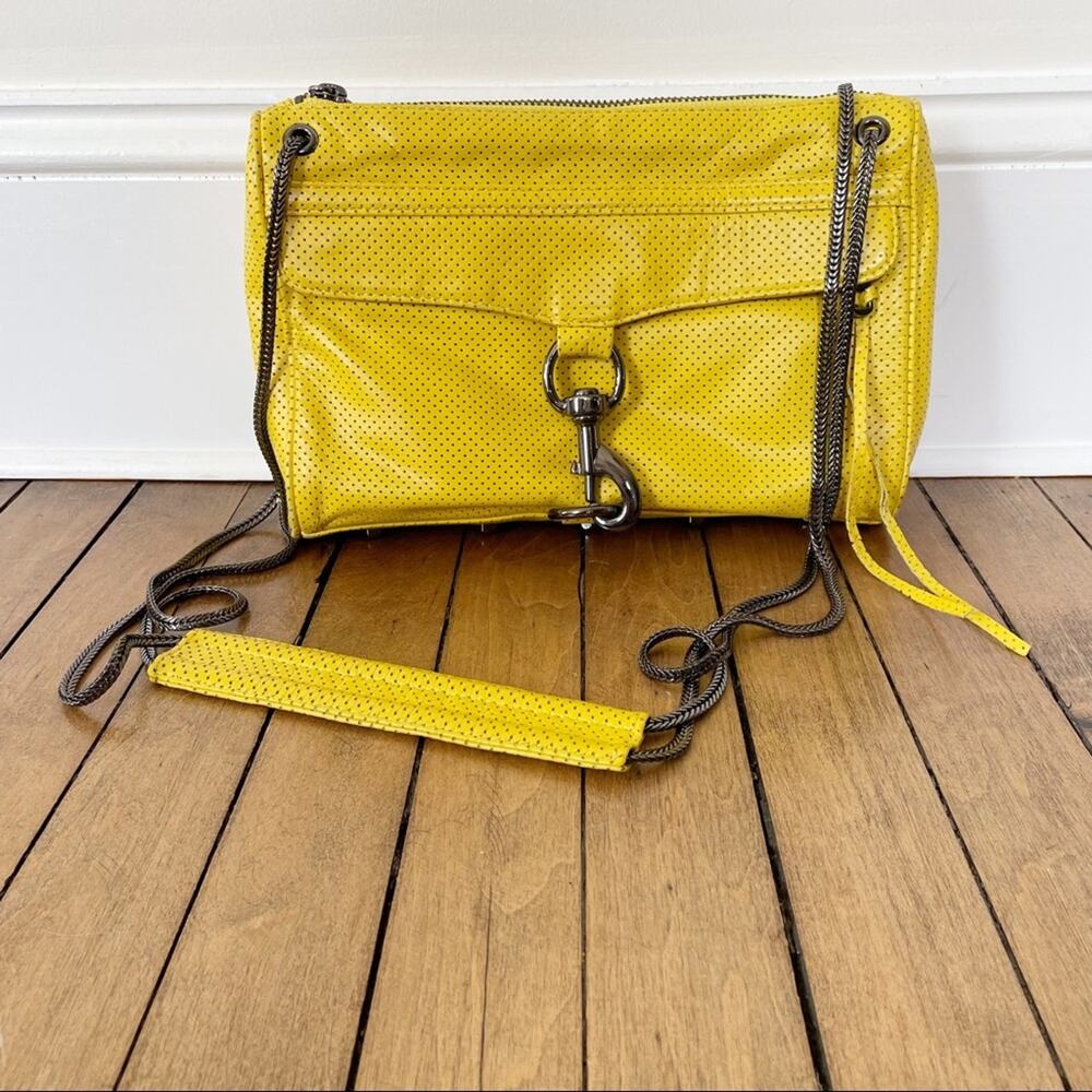 Rebecca Minkoff Yellow Perforated Studded Mac  crossbody Bag